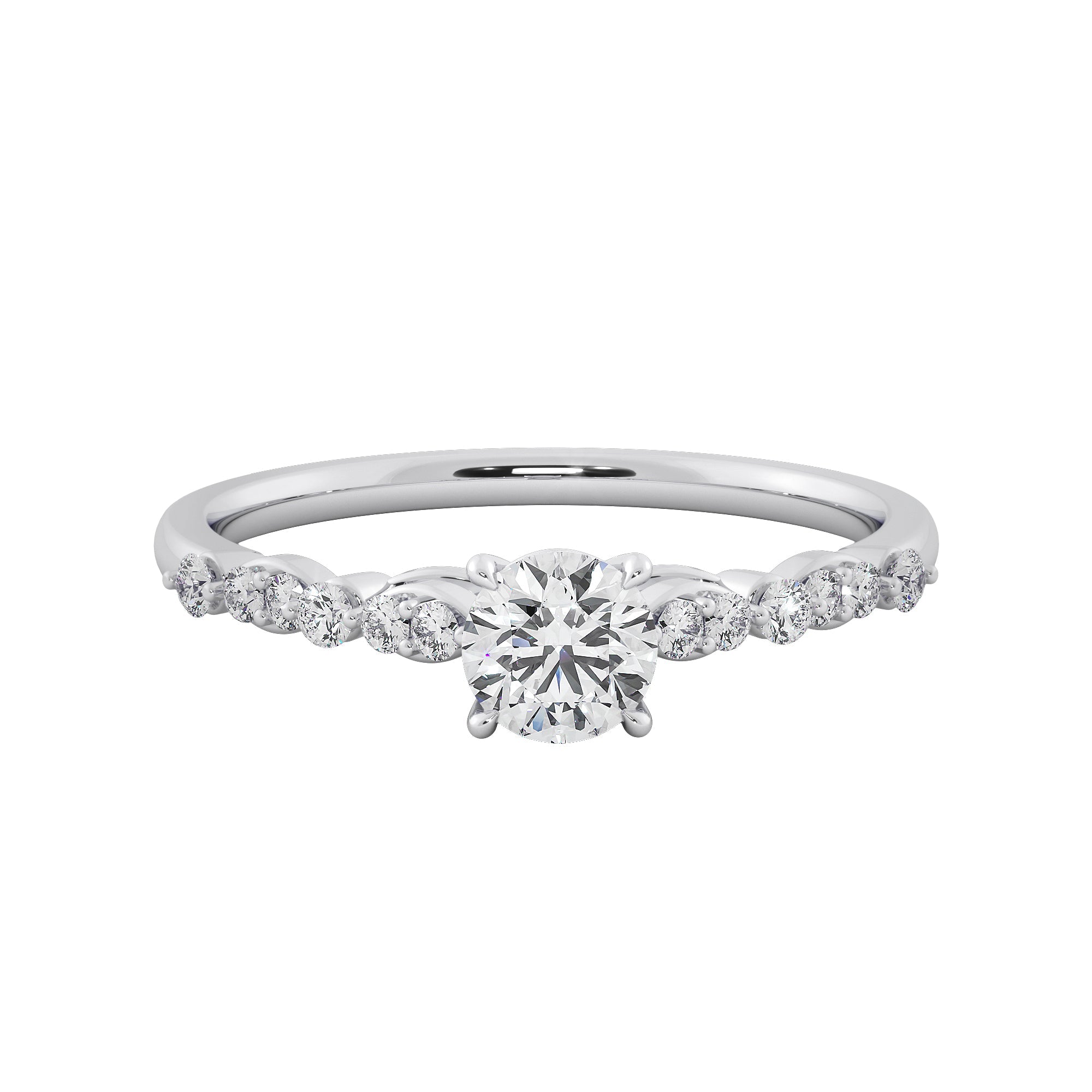 Round Brilliant Cut Lab Grown Diamond Engagement Halo Ring