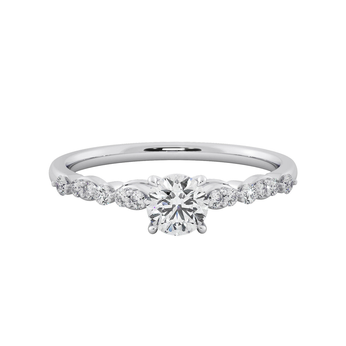 Round Brilliant Cut Lab Grown Diamond Engagement Halo Ring