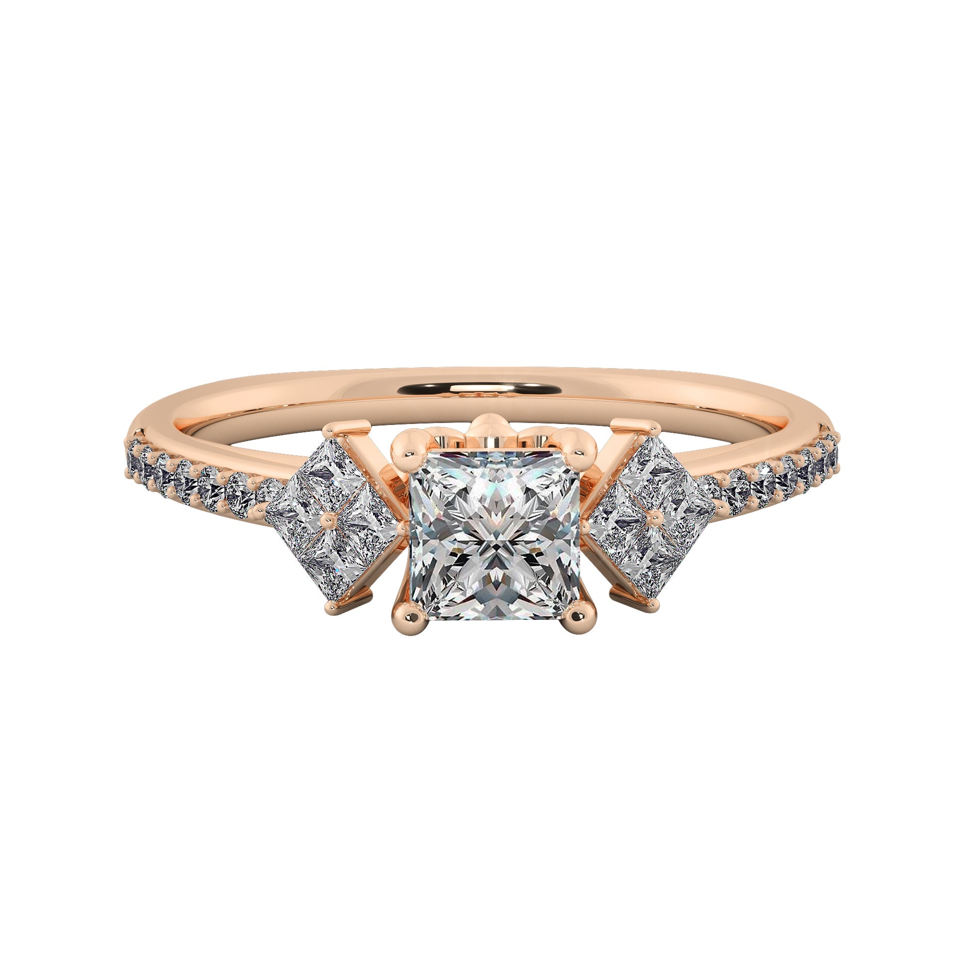 Trio Princess Cut Lab Diamond Engagement Ring