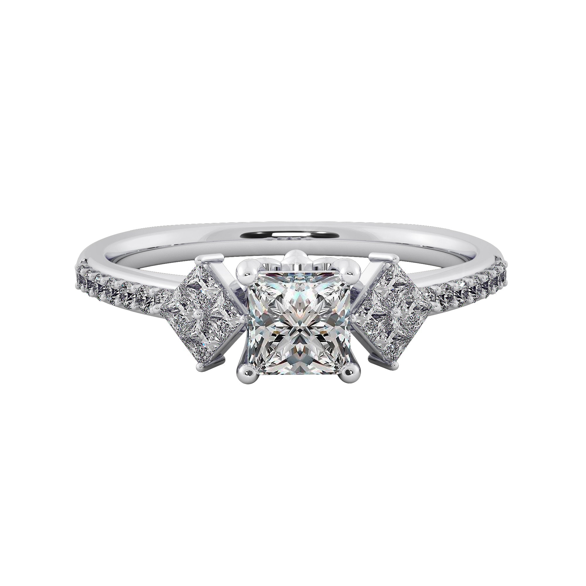 Trio Princess Cut Lab Diamond Engagement Ring