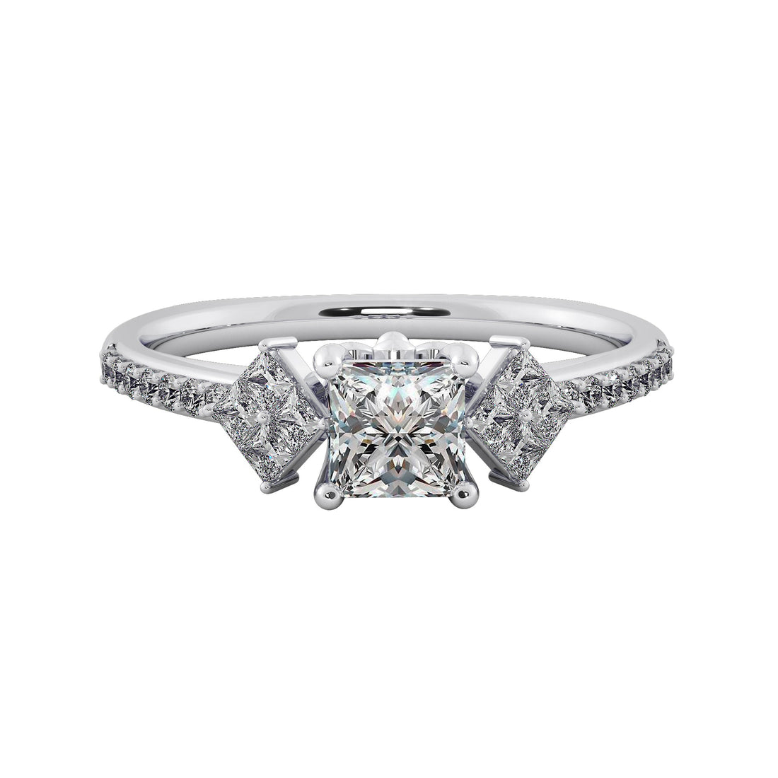 Trio Princess Cut Lab Diamond Engagement Ring