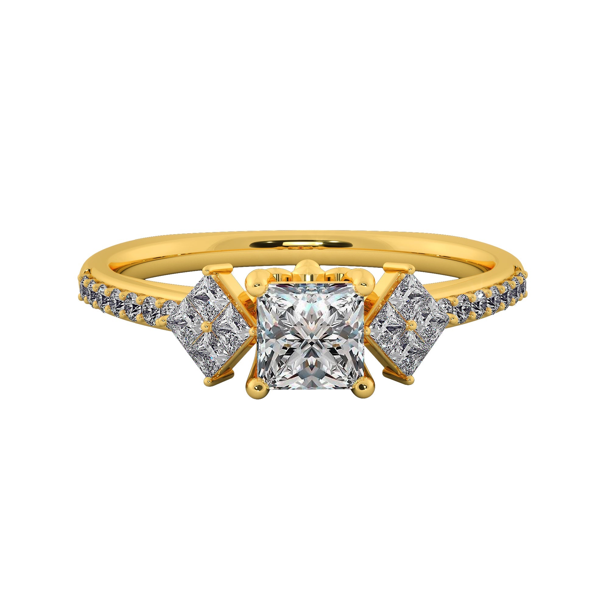 Trio Princess Cut Lab Diamond Engagement Ring