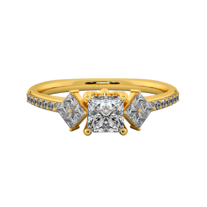 Trio Princess Cut Lab Diamond Engagement Ring