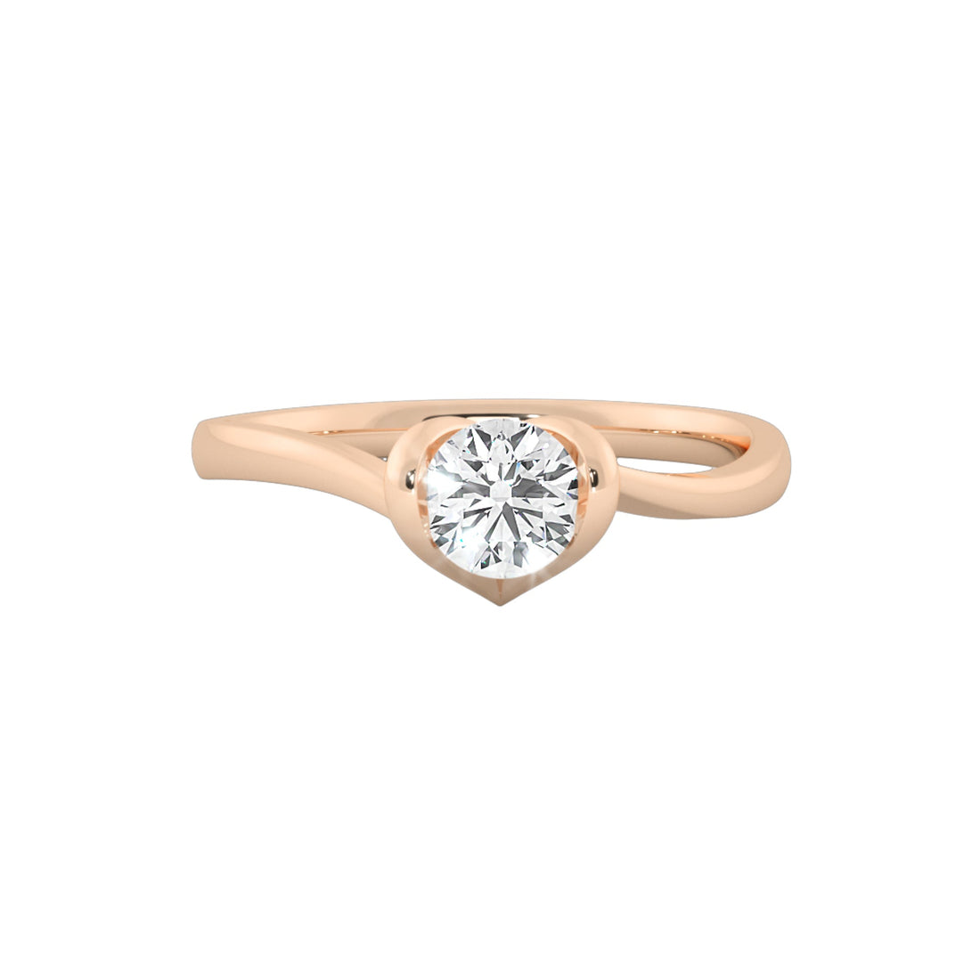 Curved Heart Bezel Lab Grown Solitaire Ring