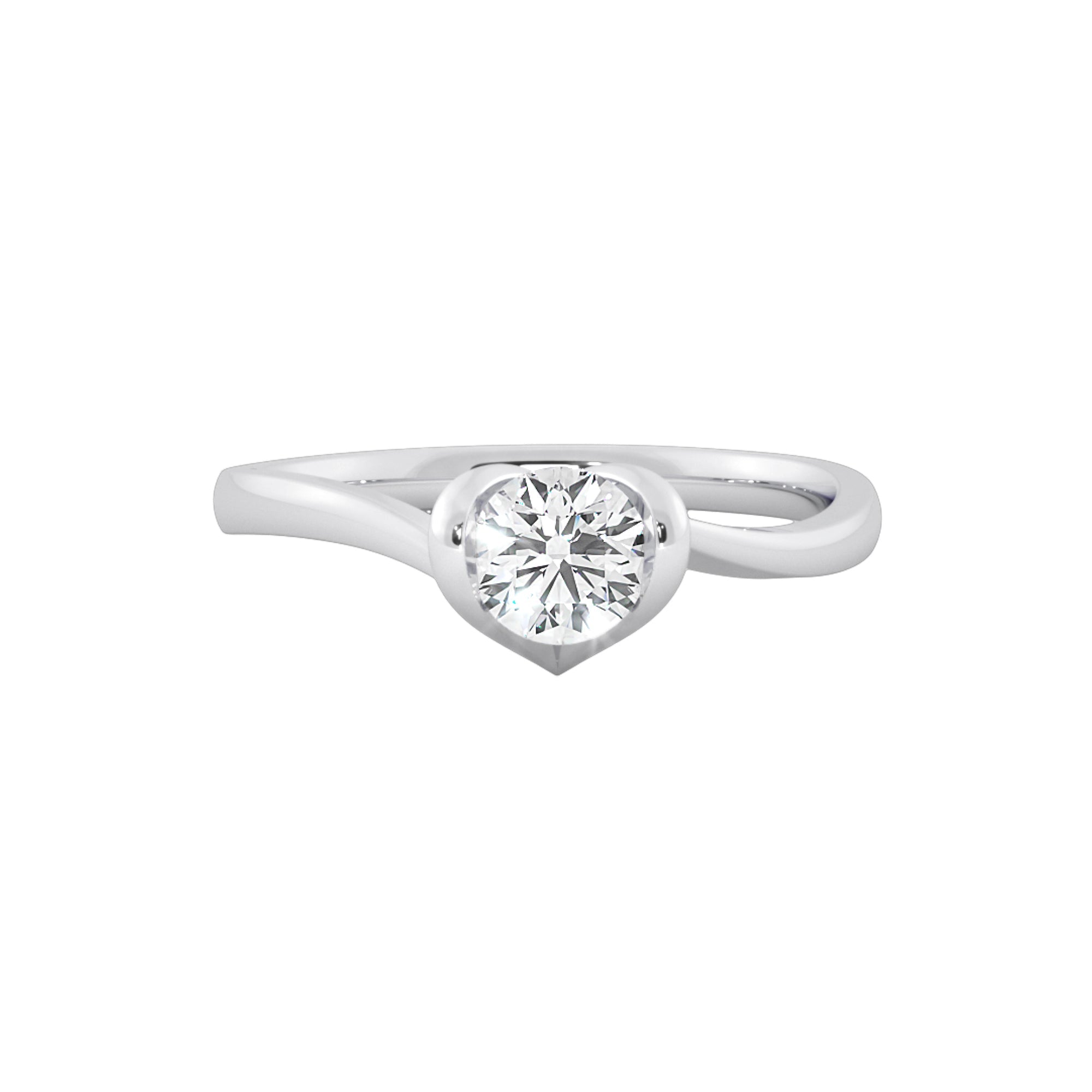 Curved Heart Bezel Lab Grown Solitaire Ring