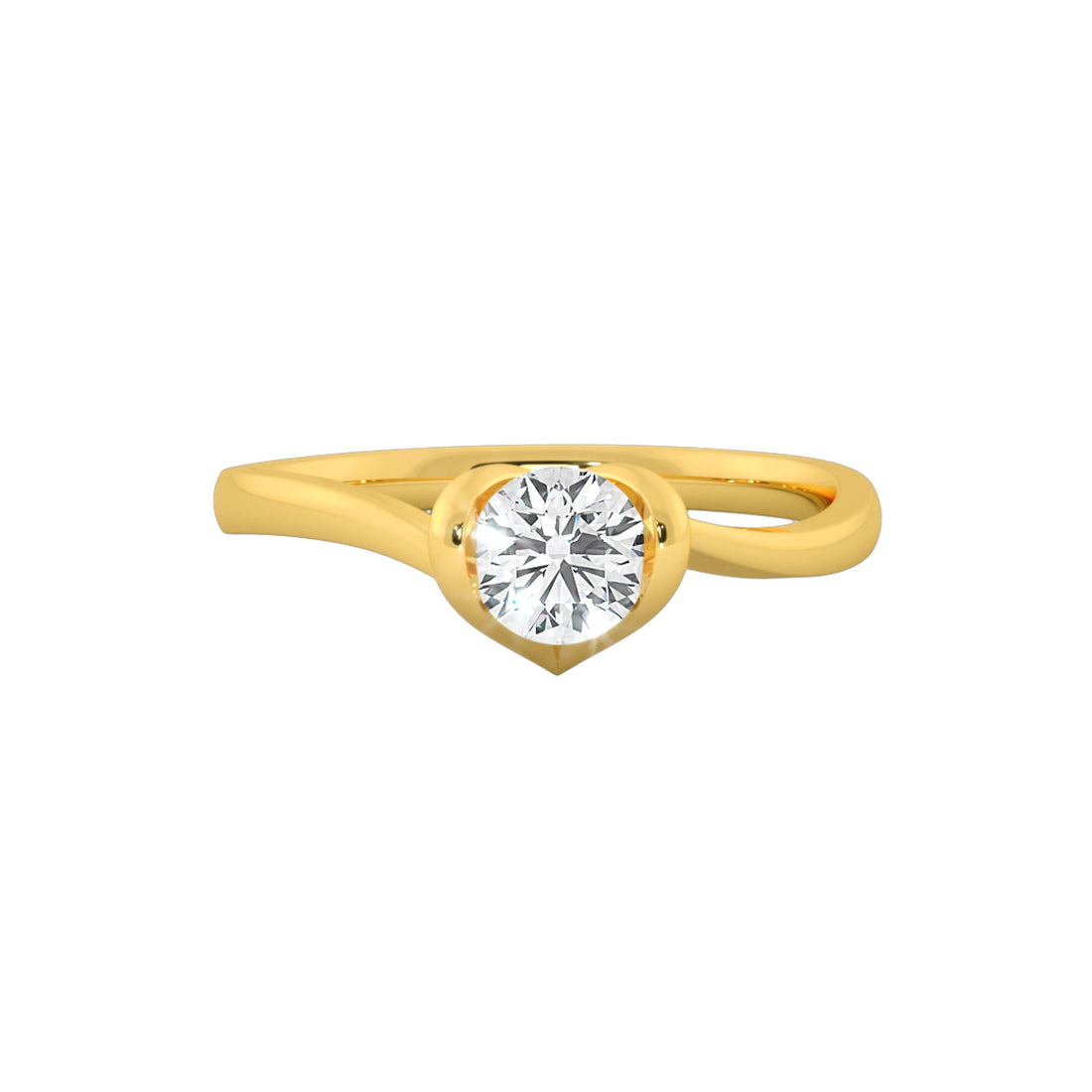 Curved Heart Bezel Lab Grown Solitaire Ring