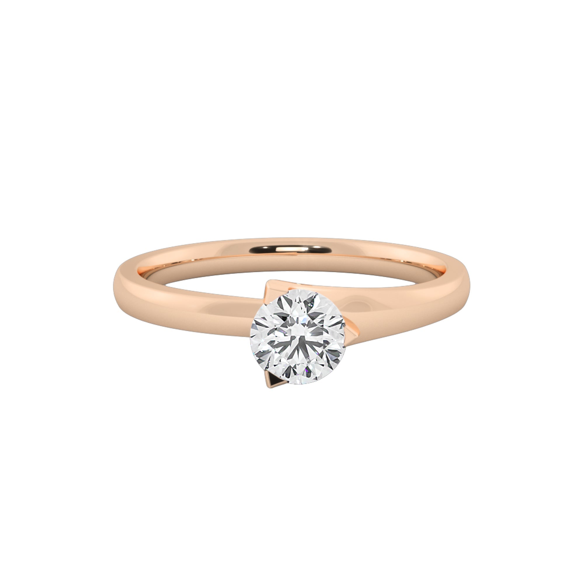 Elegant 3-Claw Round Lab Grown Diamond Solitaire Ring