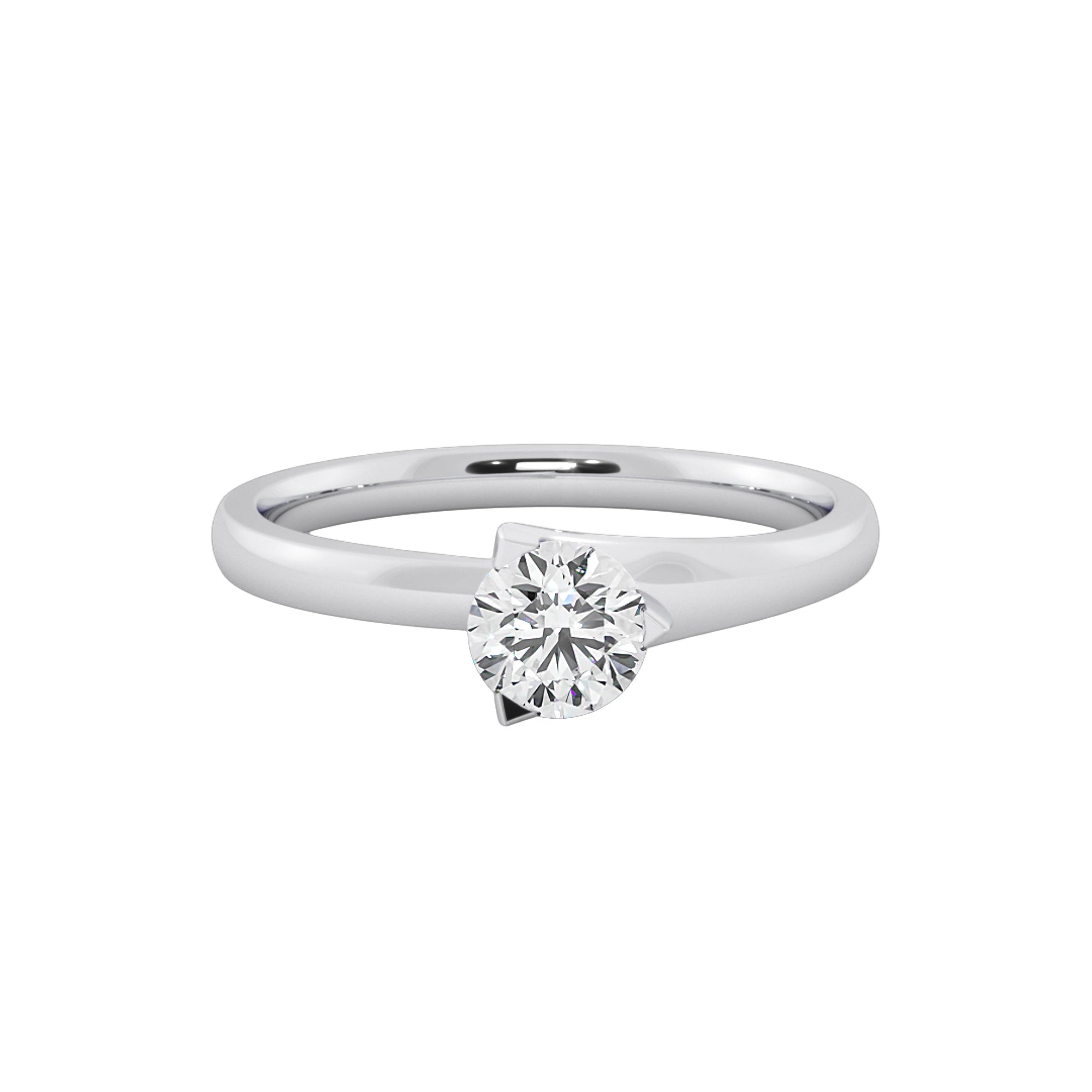 Elegant 3-Claw Round Lab Grown Diamond Solitaire Ring