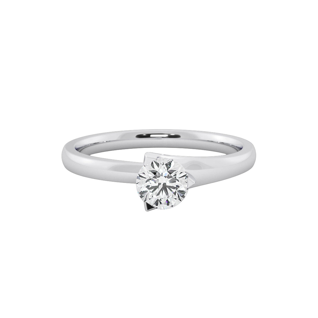 Elegant 3-Claw Round Lab Grown Diamond Solitaire Ring