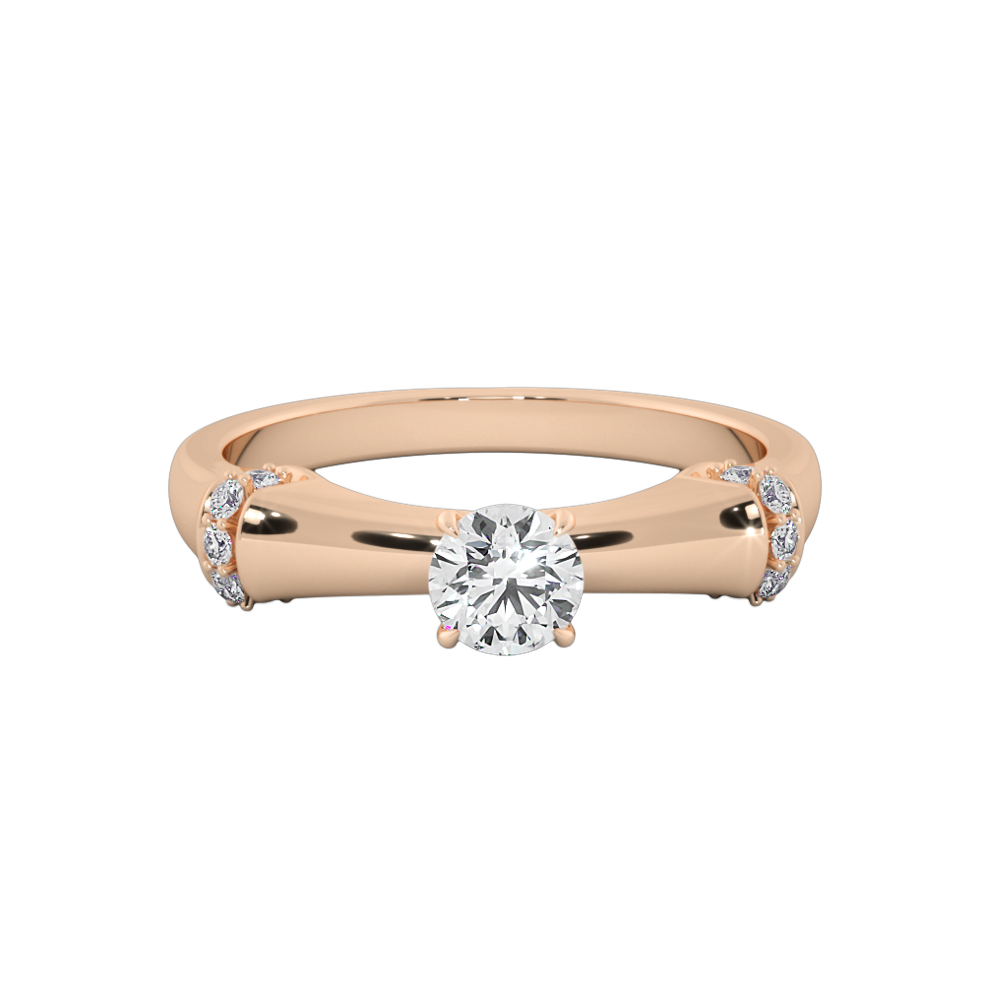 Vintage-Inspired Round Solitaire Ring with Pavé Diamond