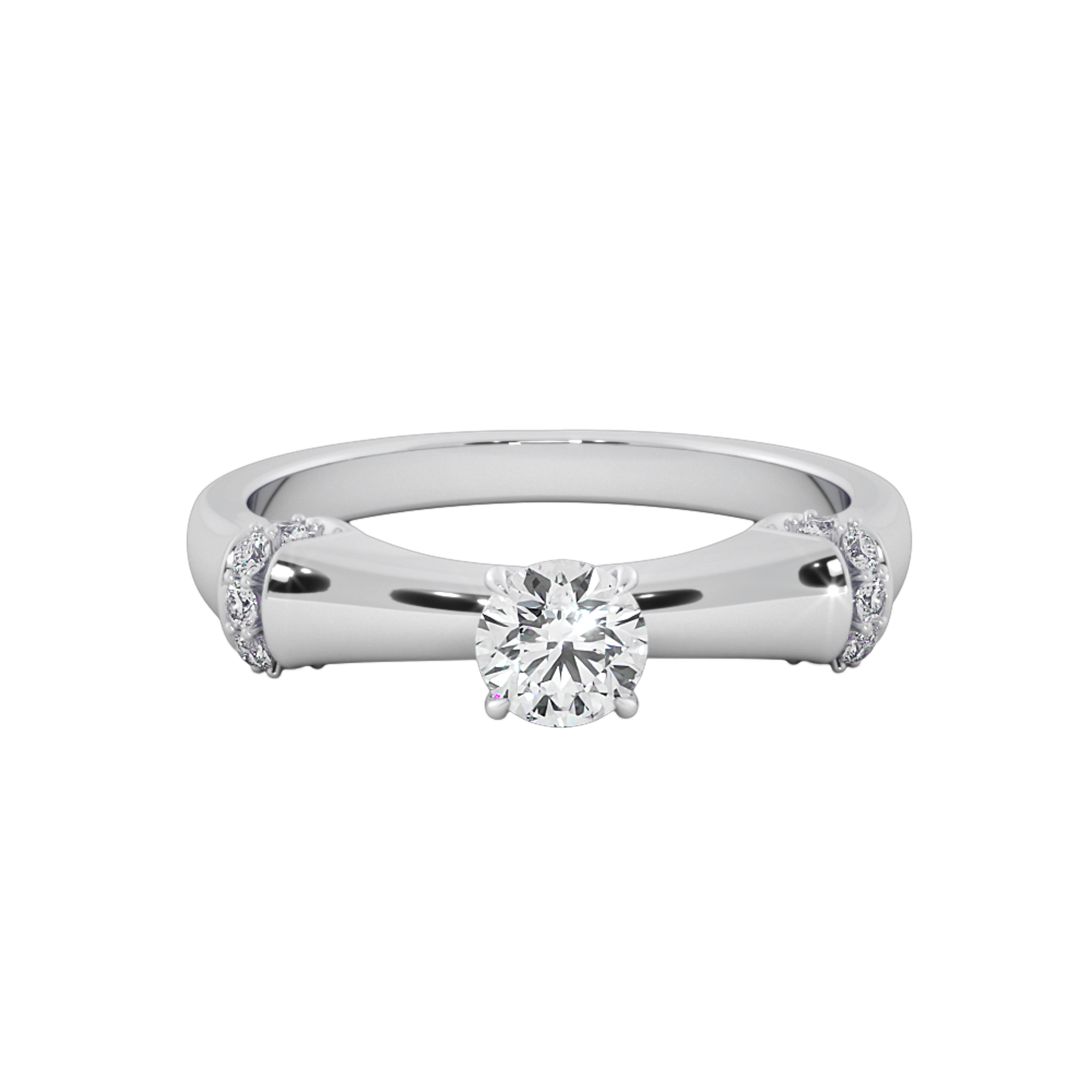 Vintage-Inspired Round Solitaire Ring with Pavé Diamond