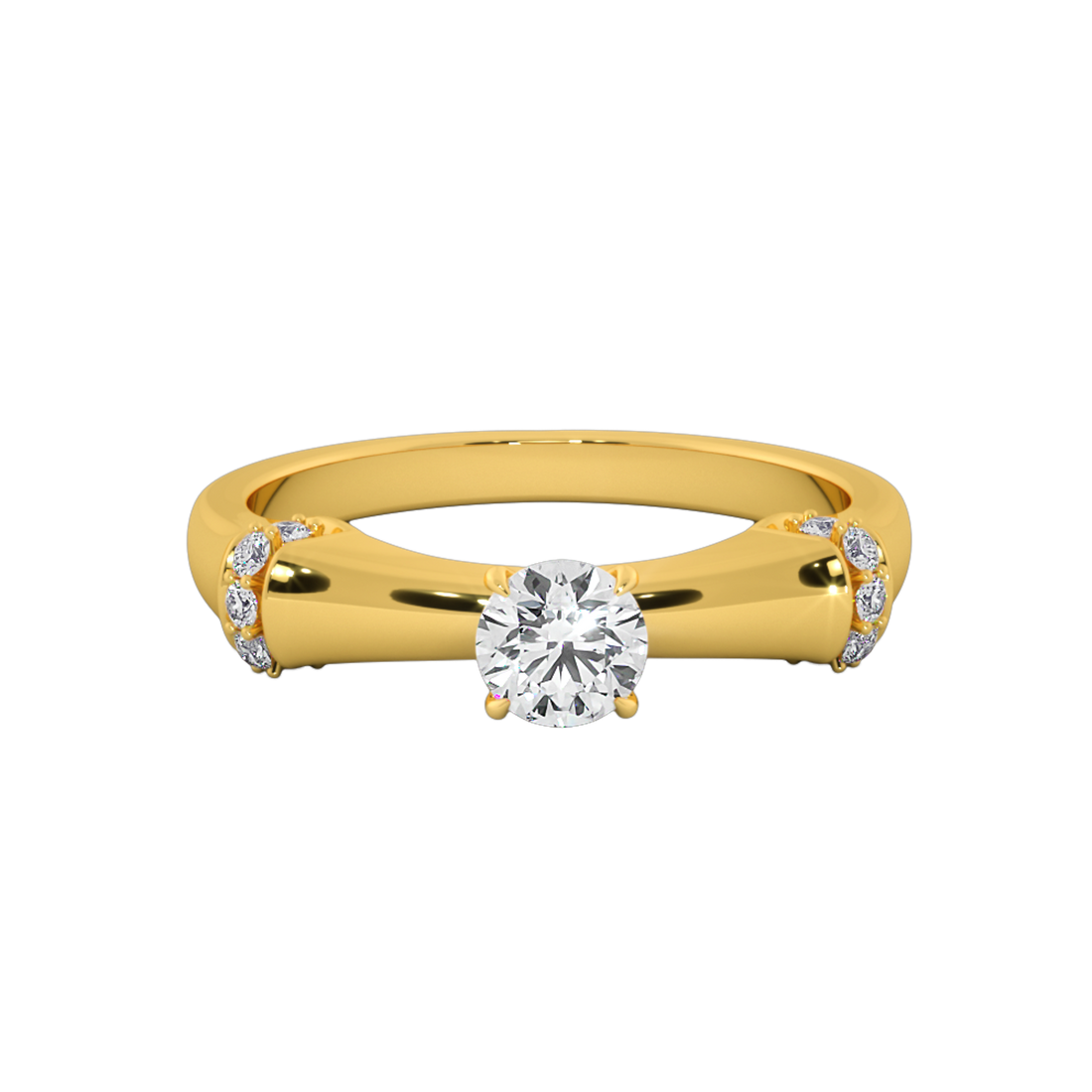 Vintage-Inspired Round Solitaire Ring with Pavé Diamond
