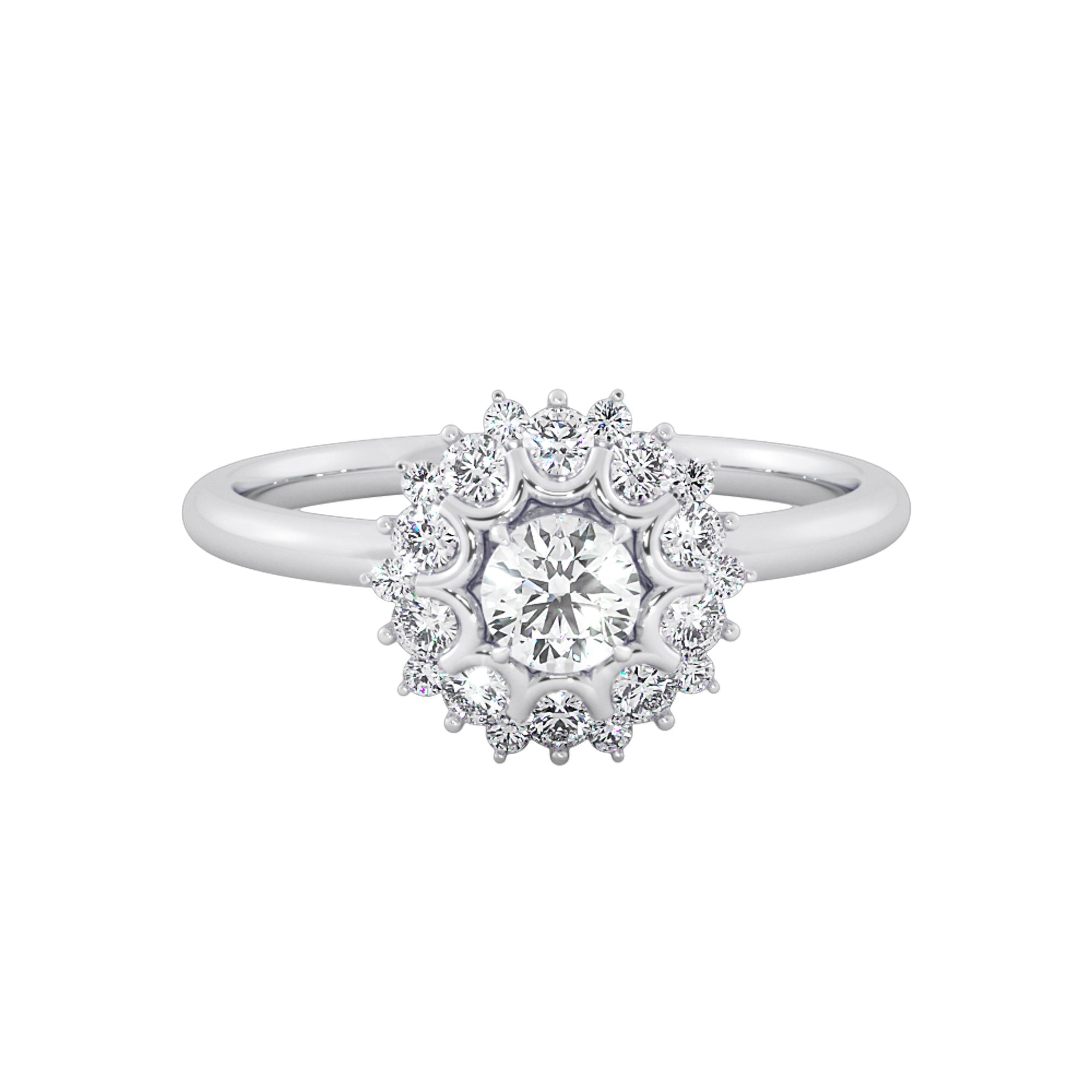 Vintage Floral Sunburst Halo Round Ring
