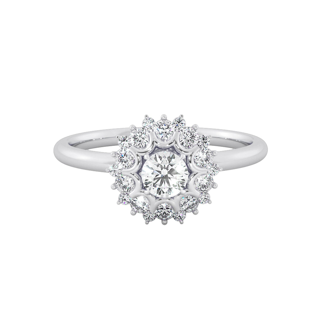 Vintage Floral Sunburst Halo Round Ring