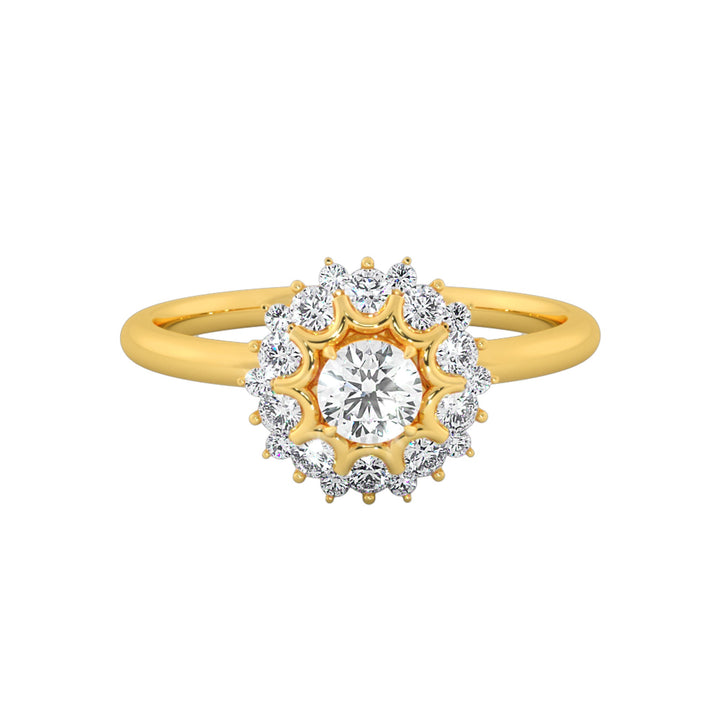 Vintage Floral Sunburst Halo Round Ring