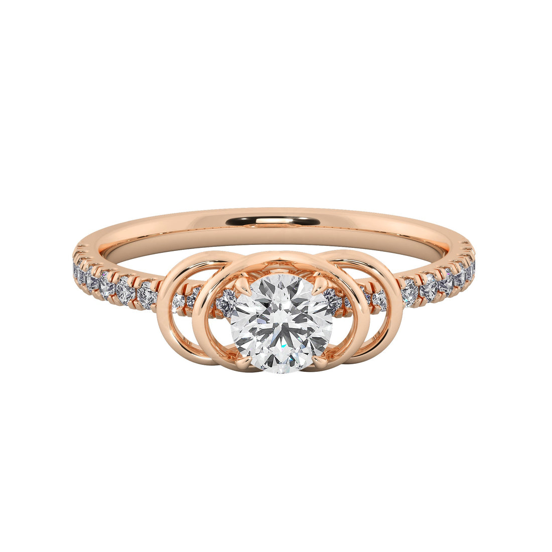 Round Cut Interlocking Double Loop Diamond Ring