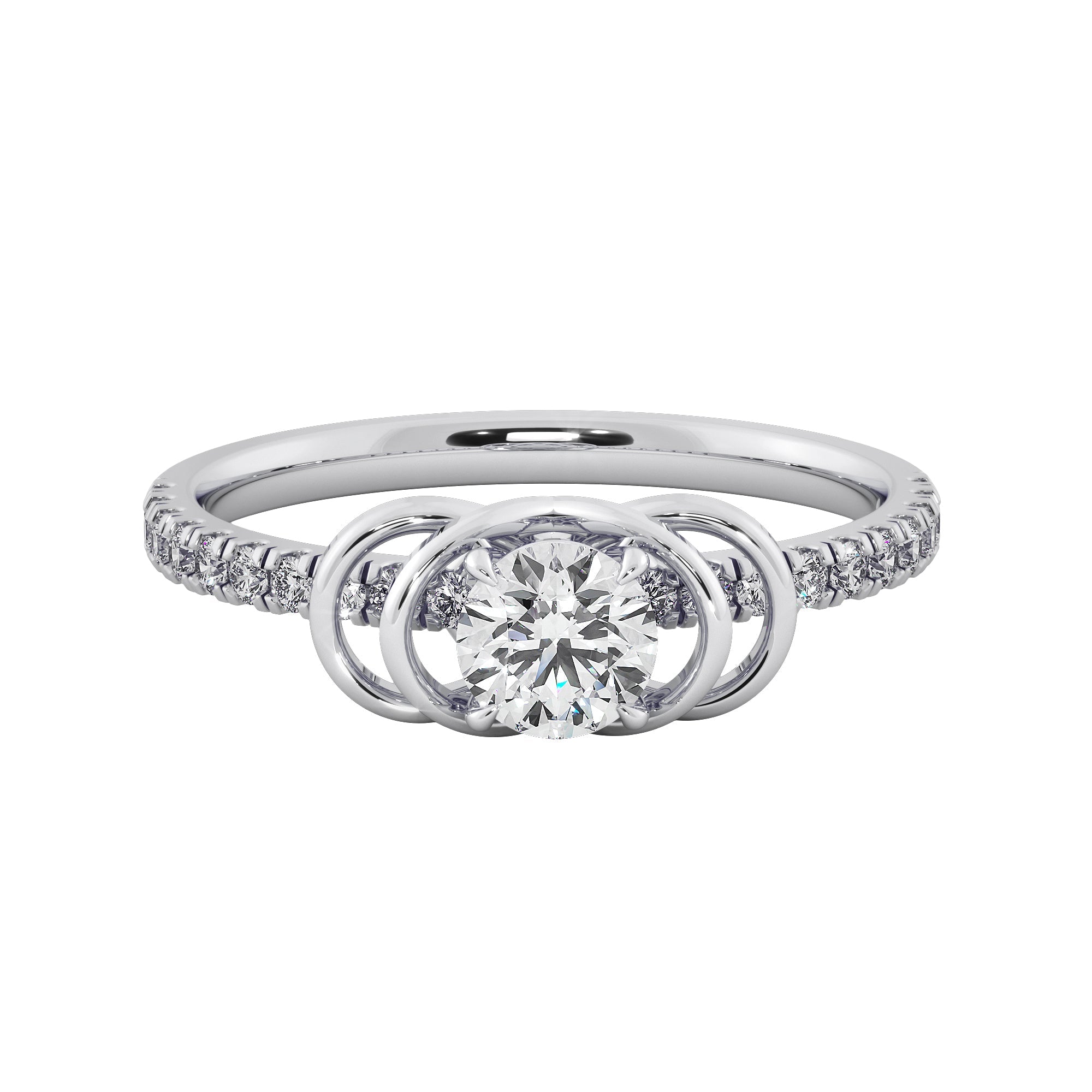 Round Cut Interlocking Double Loop Diamond Ring