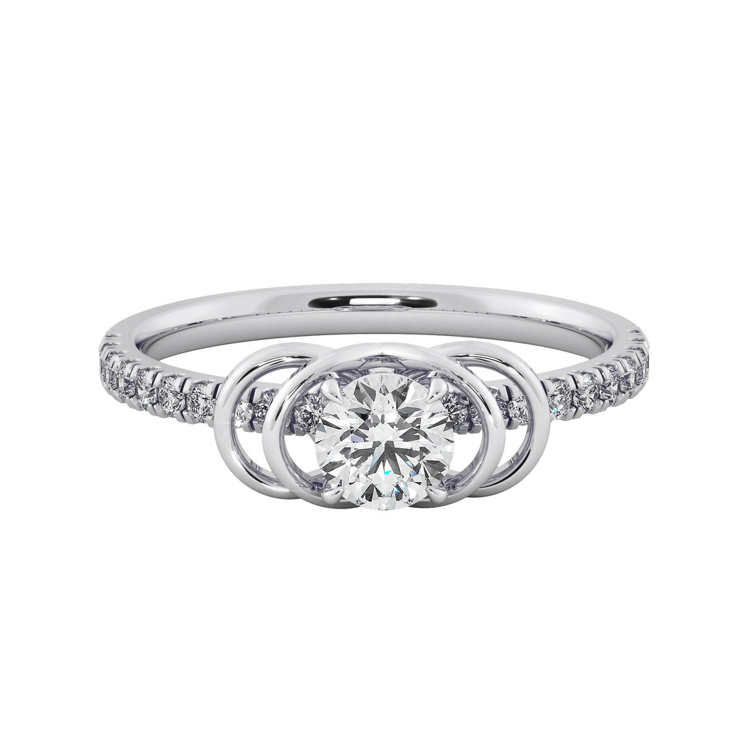 Round Cut Interlocking Double Loop Diamond Ring