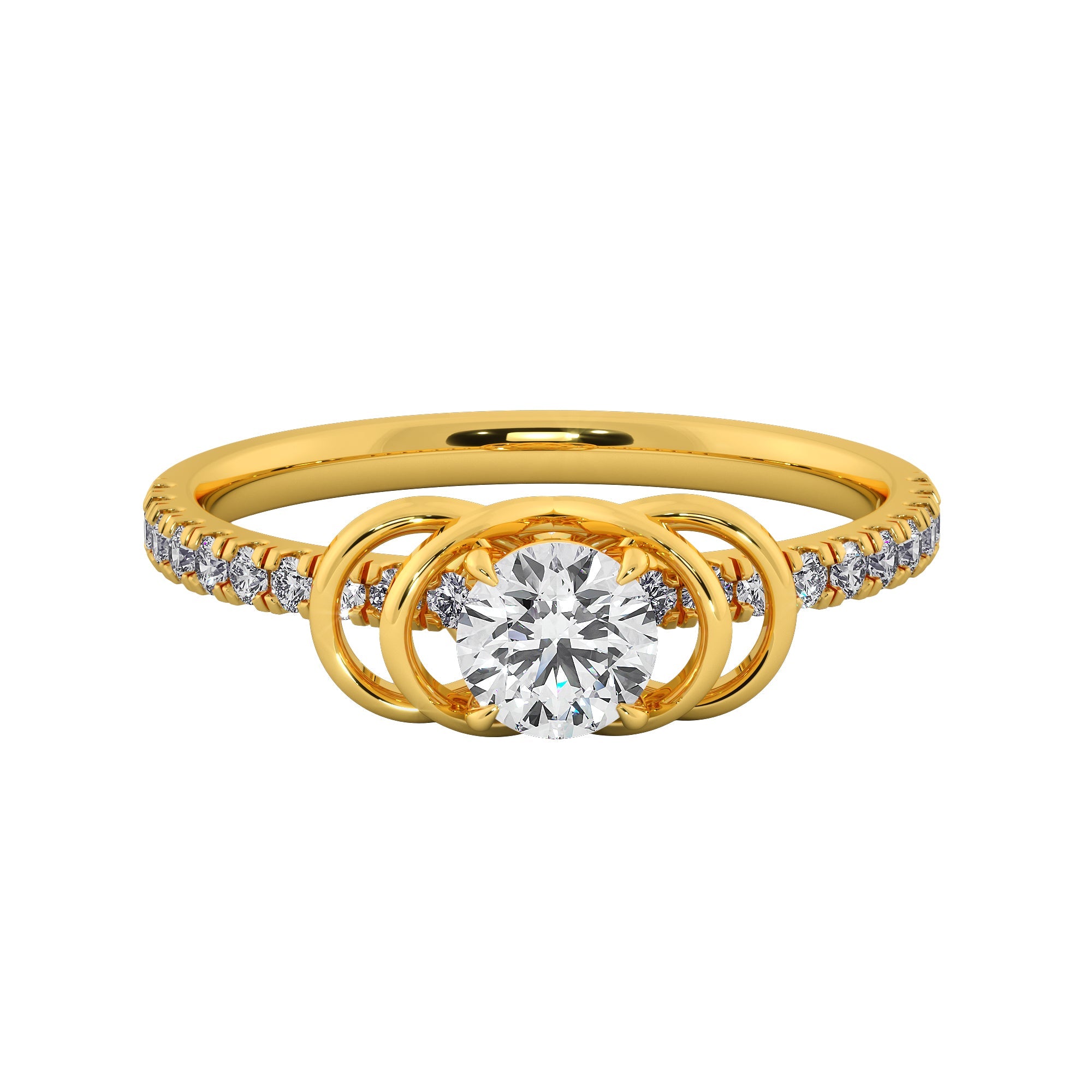 Round Cut Interlocking Double Loop Diamond Ring