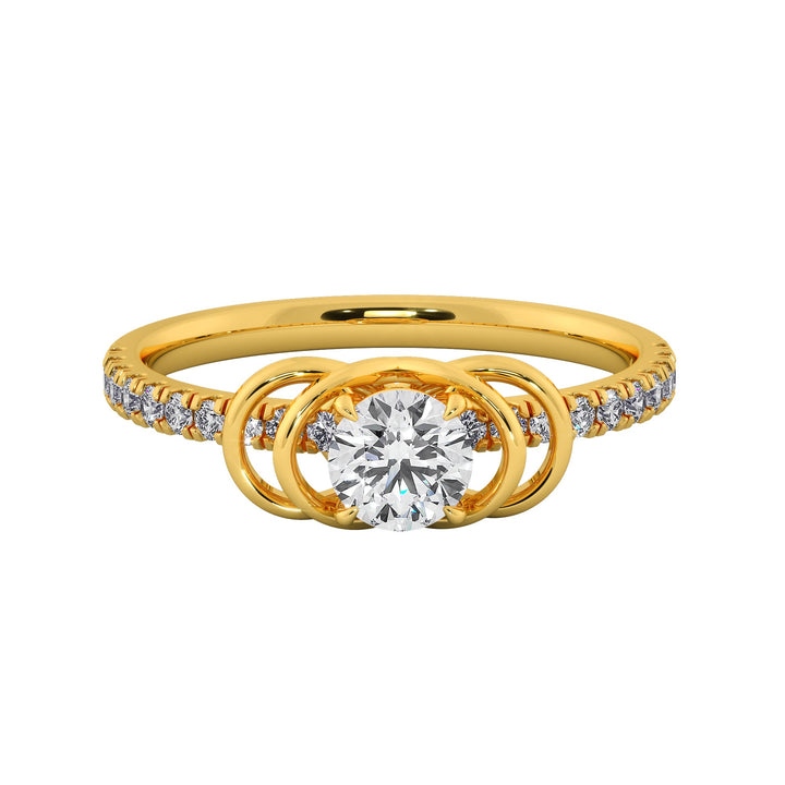 Round Cut Interlocking Double Loop Diamond Ring