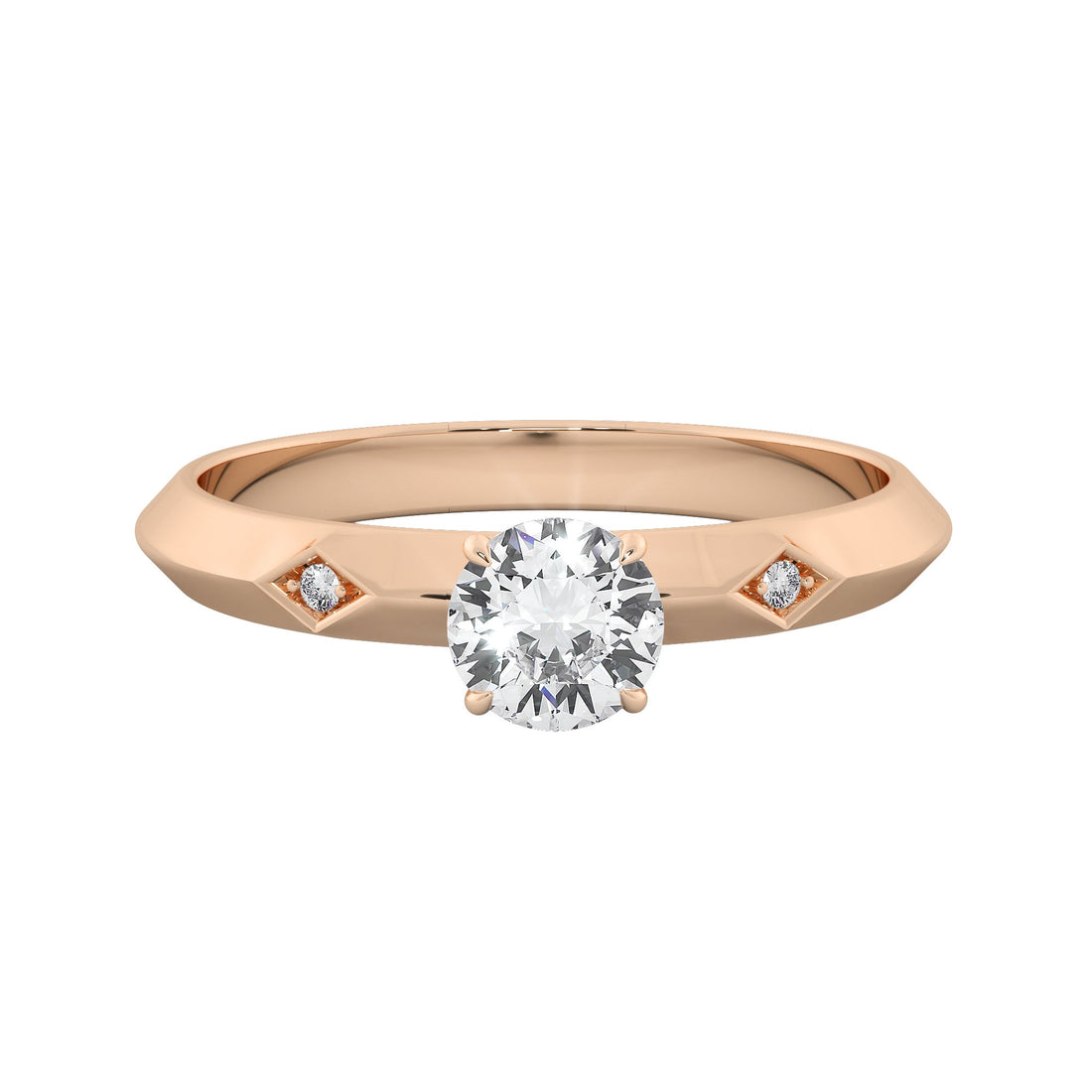Knife-Edge Round Cut Solitaire Engagement Ring