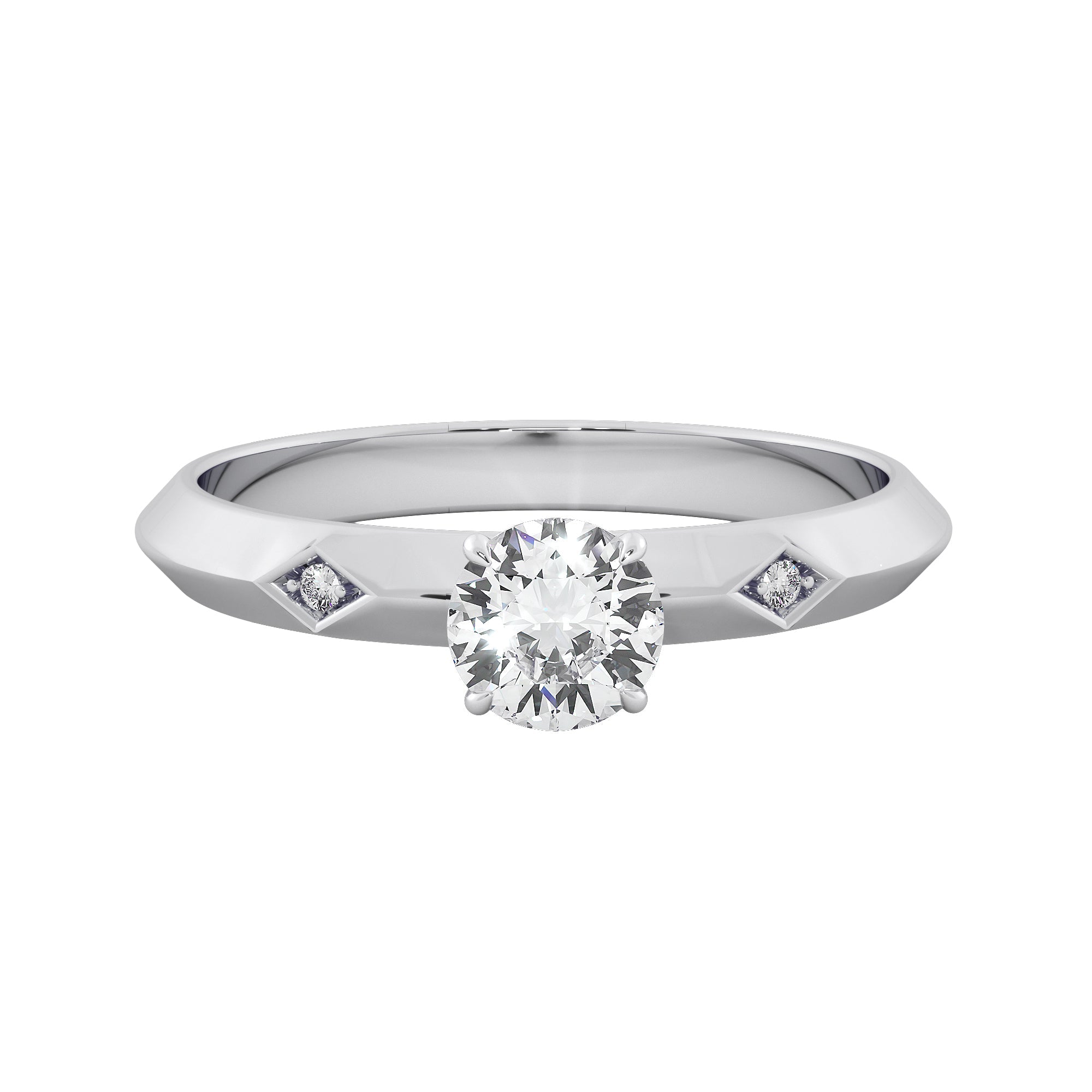 Knife-Edge Round Cut Solitaire Engagement Ring