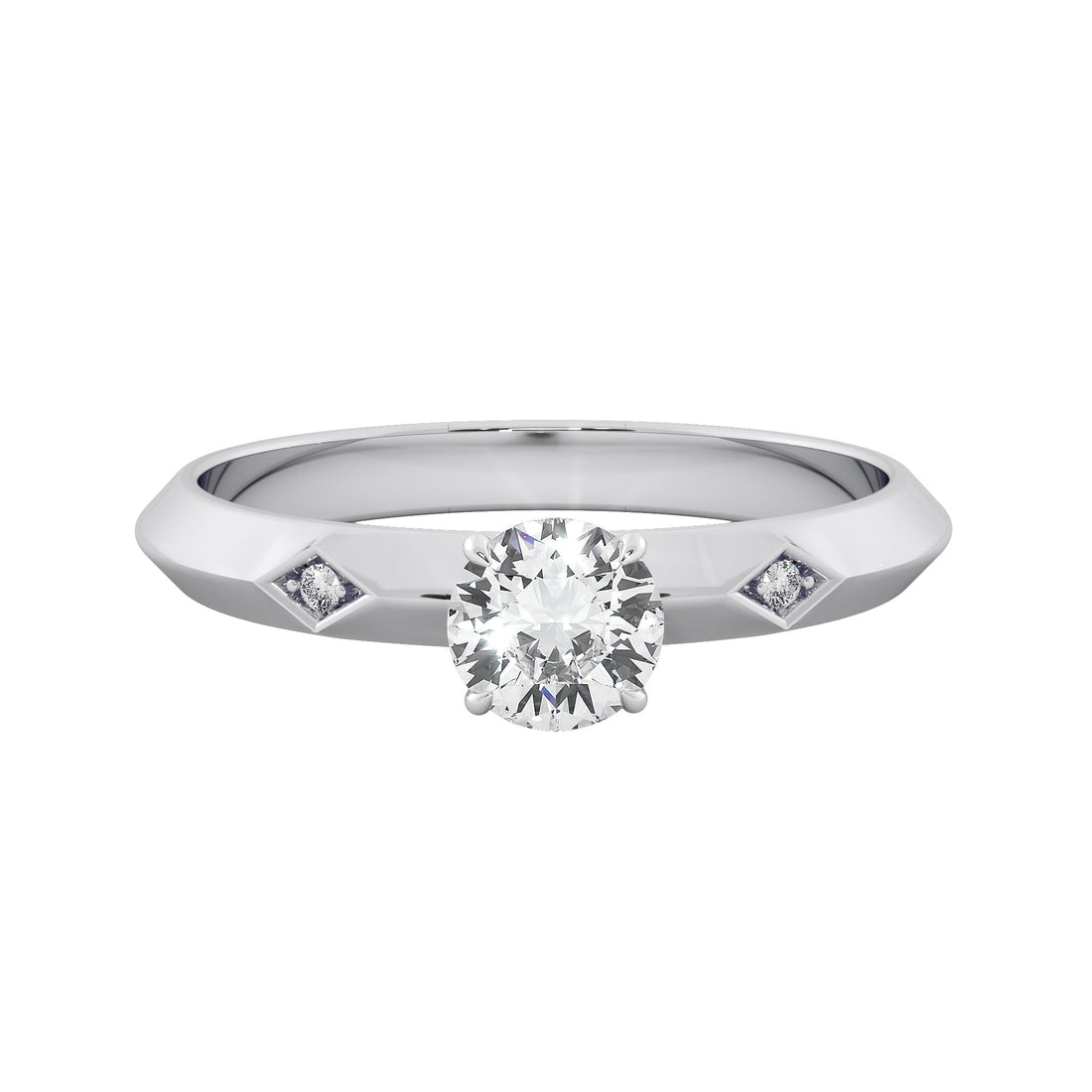 Knife-Edge Round Cut Solitaire Engagement Ring