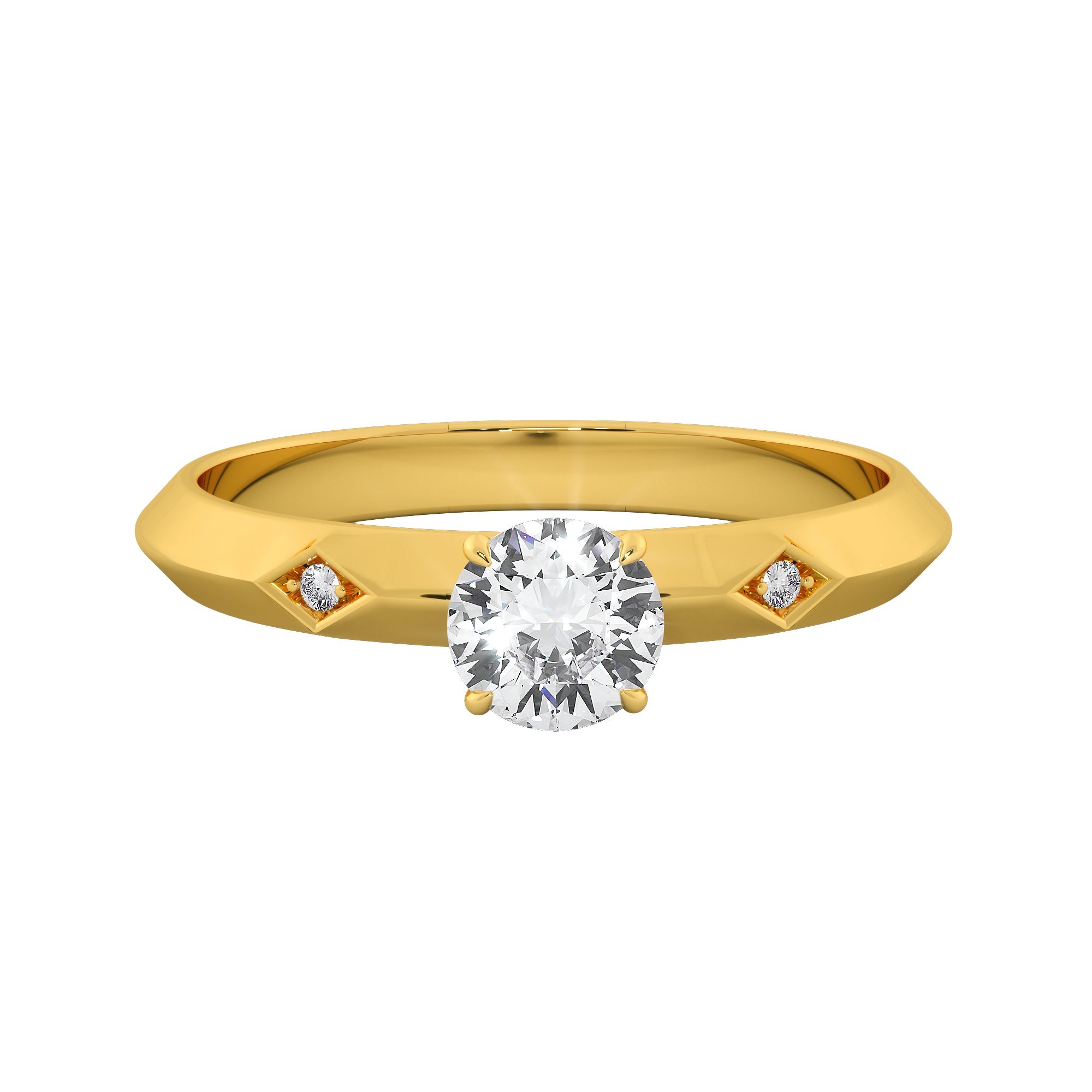 Knife-Edge Round Cut Solitaire Engagement Ring