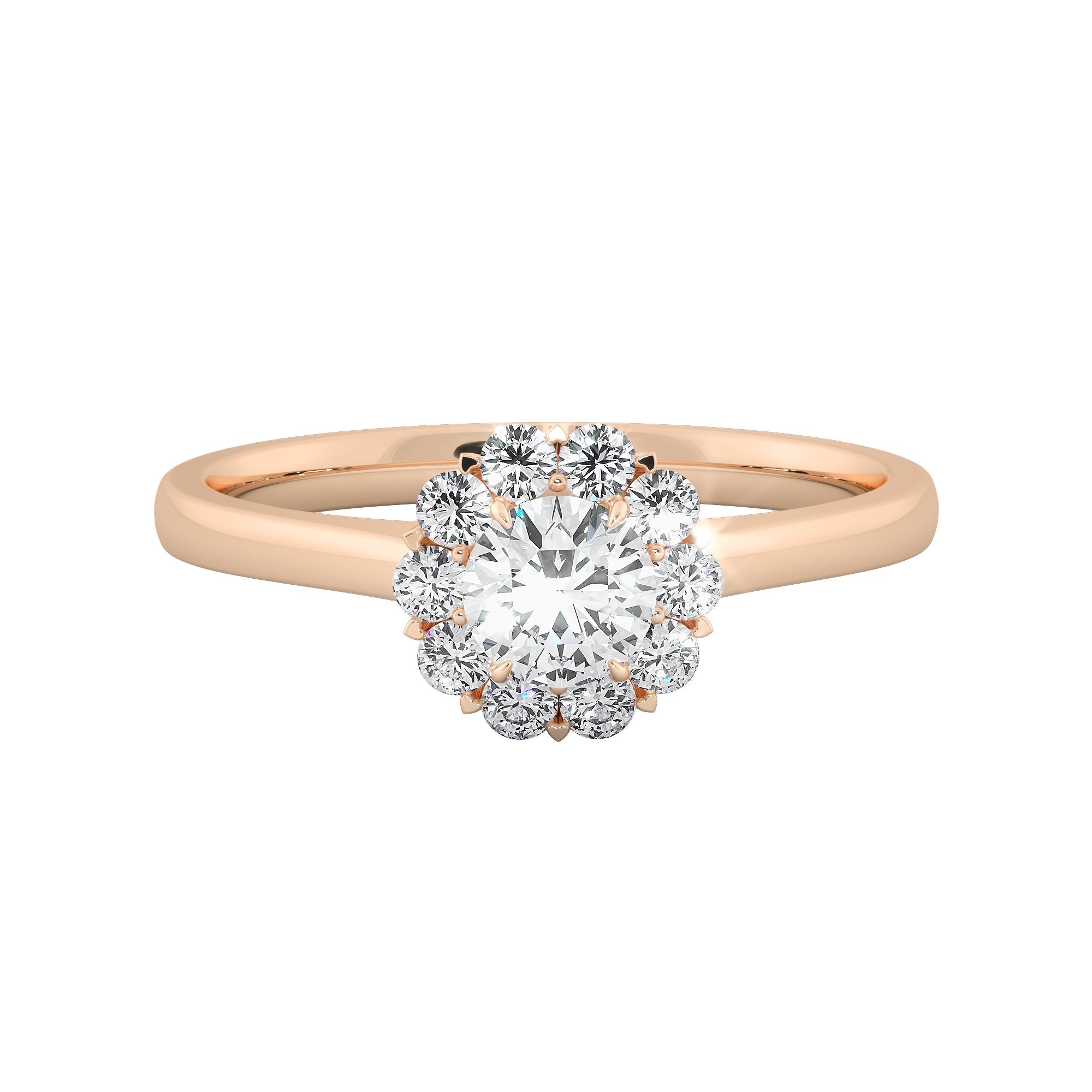 Floral Cluster Round Cut Diamond Engagement Ring