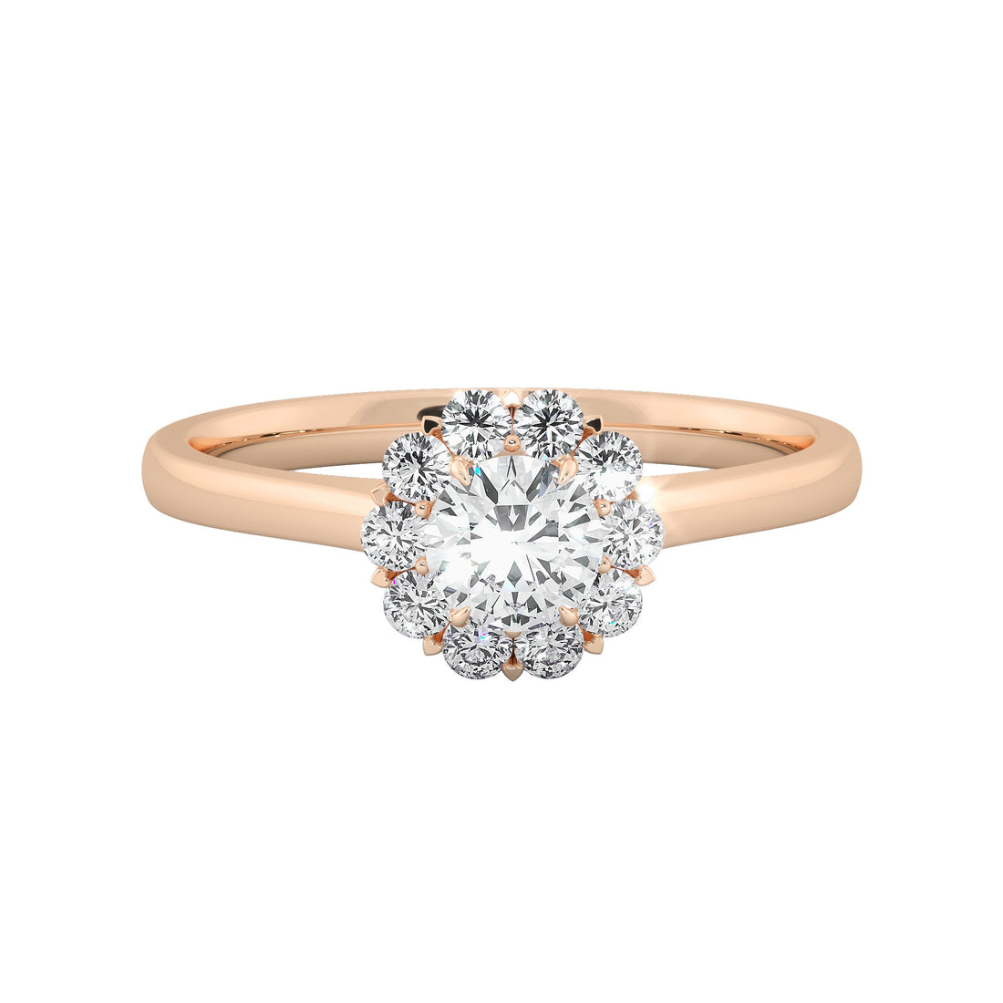 Floral Cluster Round Cut Diamond Engagement Ring
