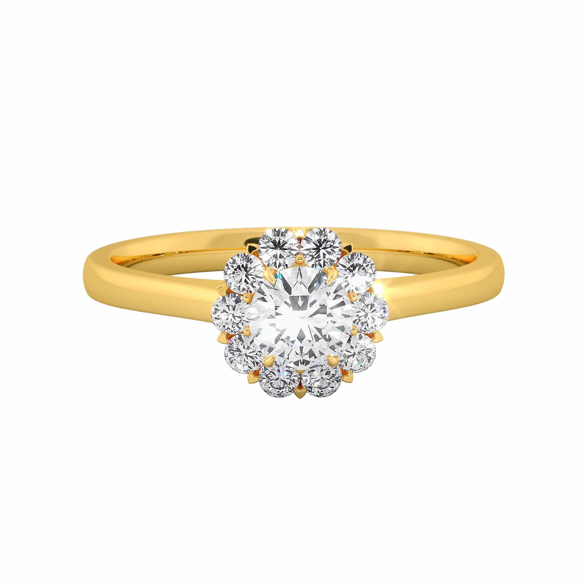 Floral Cluster Round Cut Diamond Engagement Ring