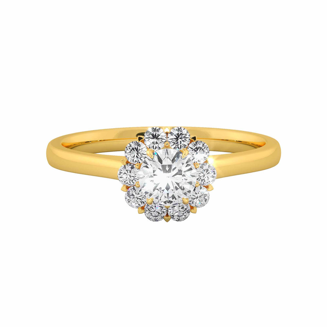 Floral Cluster Round Cut Diamond Engagement Ring