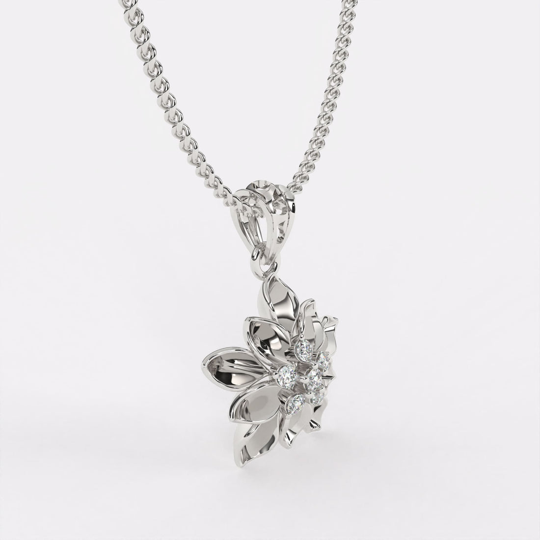 Secret Bloom Diamond Pendant In 925 Silver