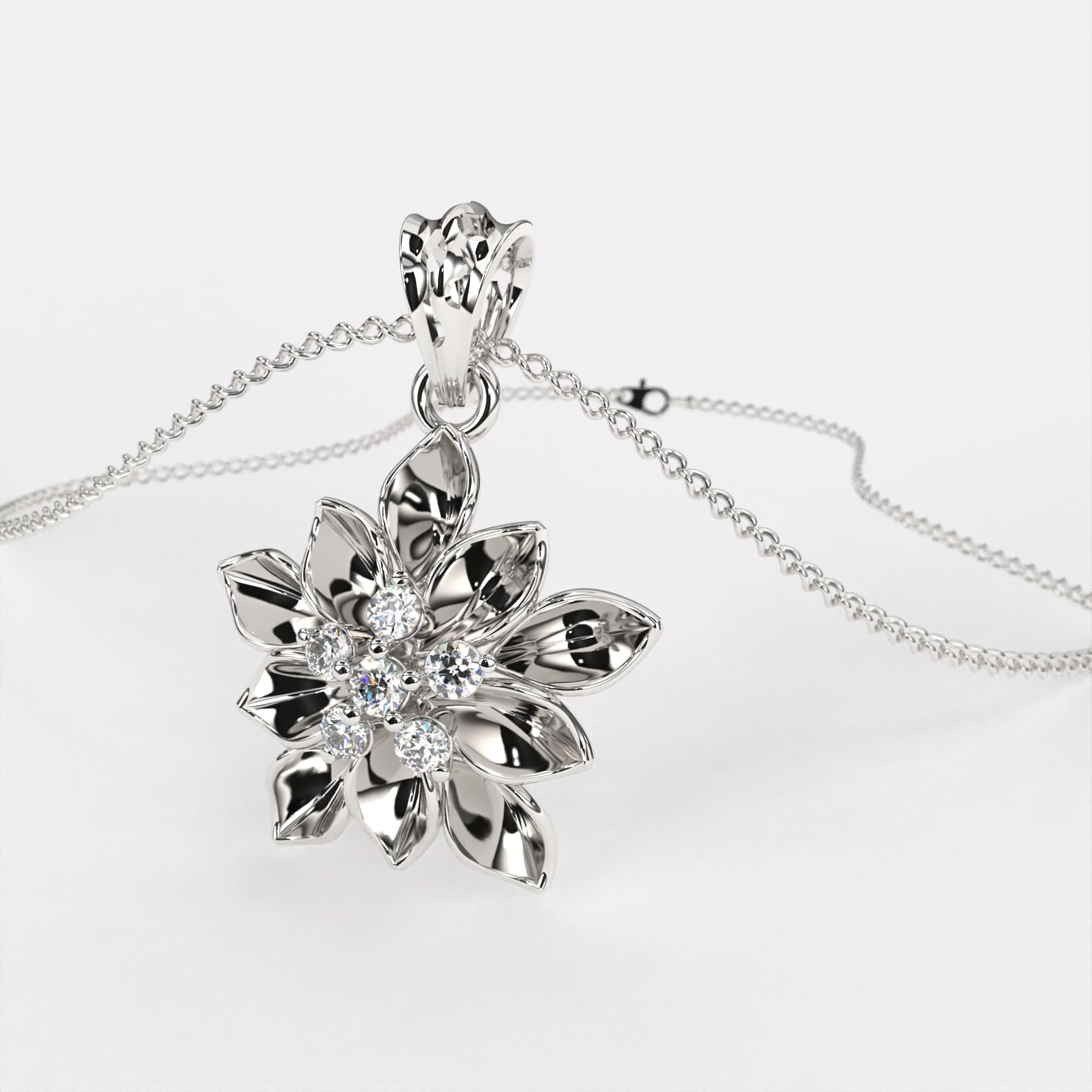 Secret Bloom Diamond Pendant In 925 Silver