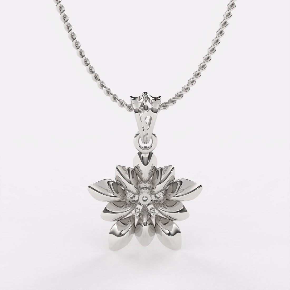 Secret Bloom Diamond Pendant In 925 Silver
