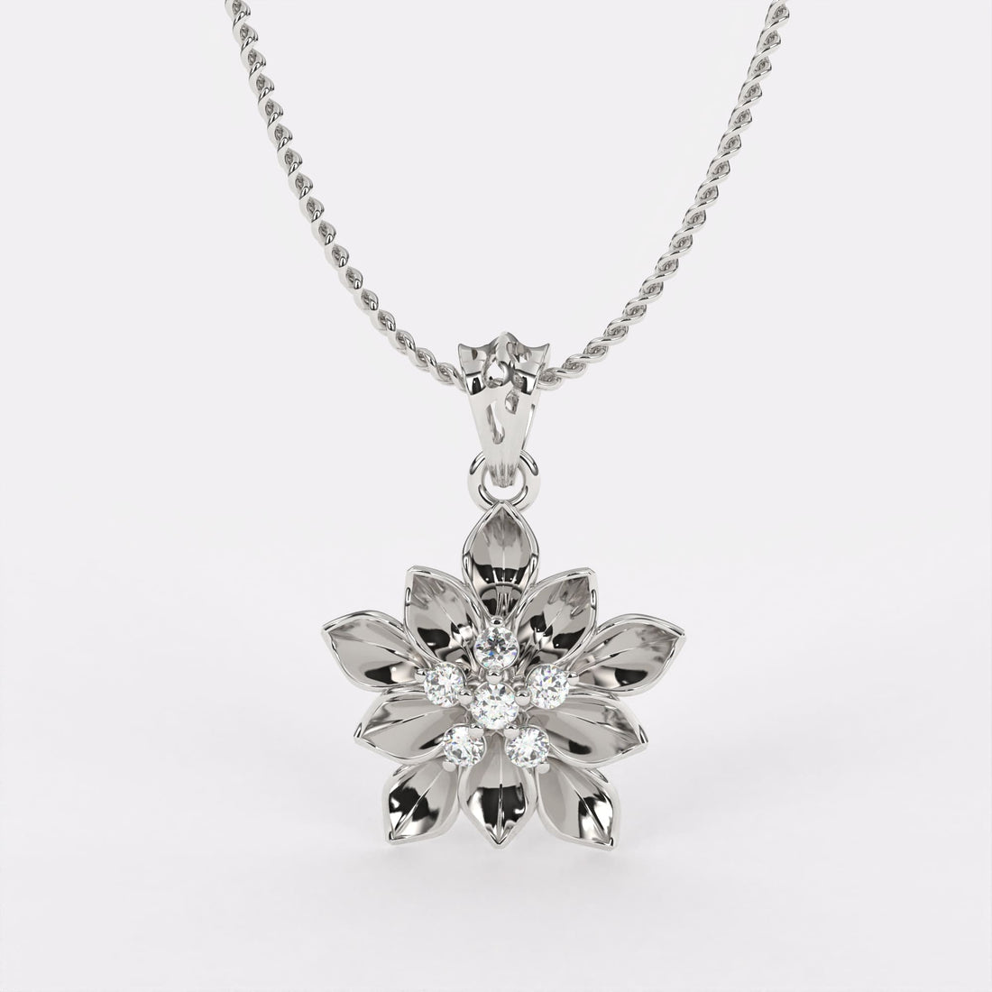 Secret Bloom Diamond Pendant In 925 Silver