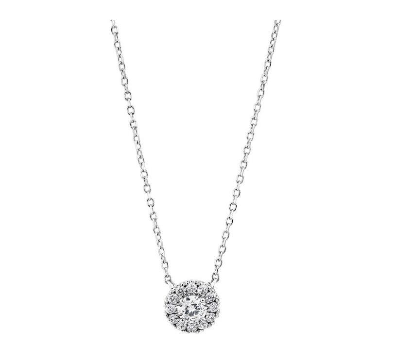 Serene Halo Diamond Pendant  In 925 Silver