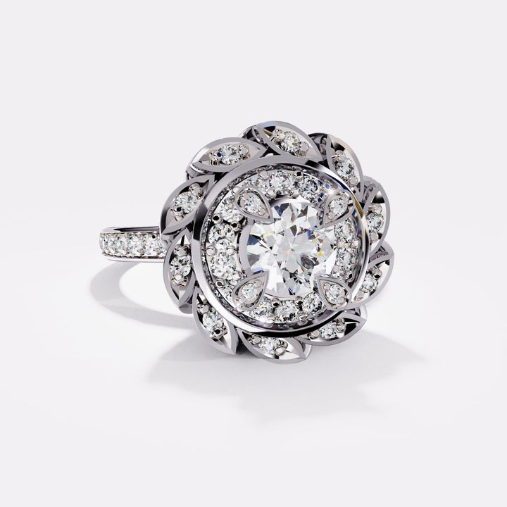 Settled Bloom Diamond Ring in 925 Silver
