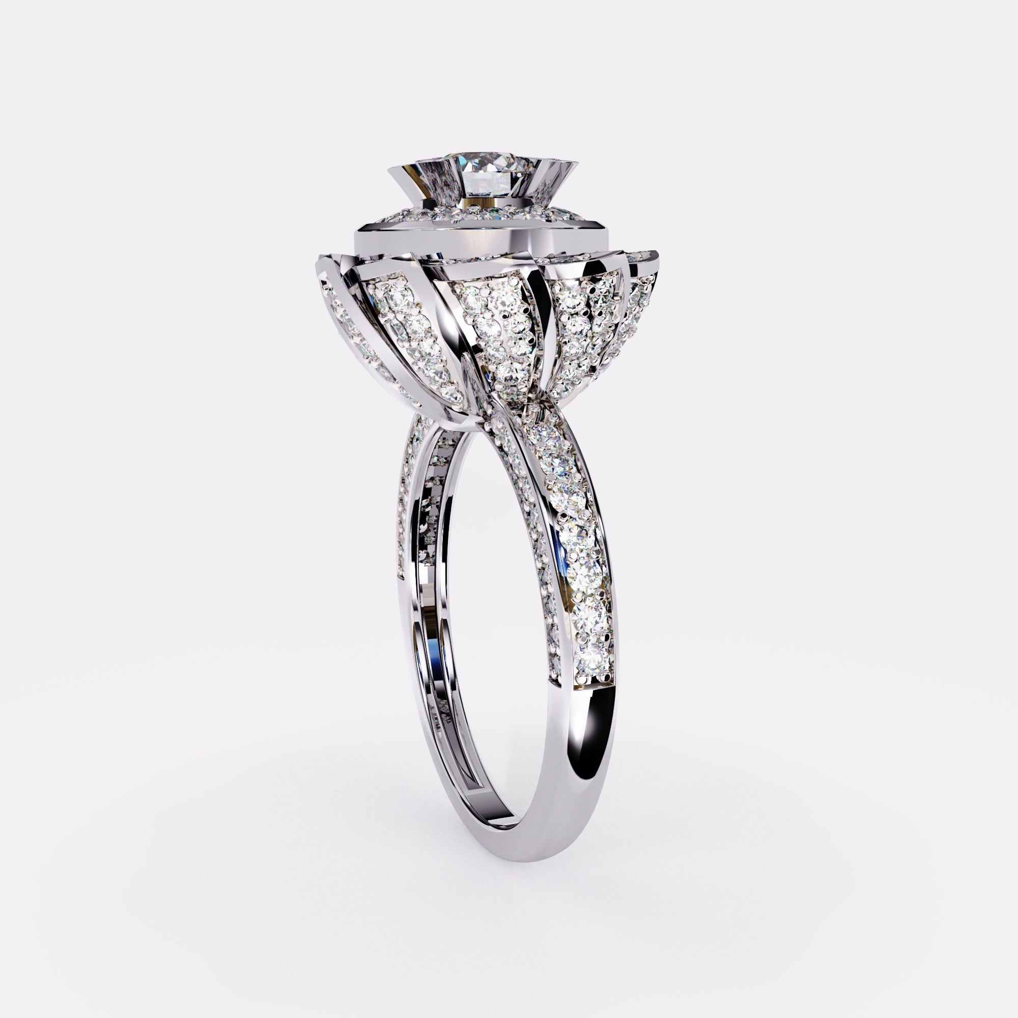 Settled Bloom Diamond Ring in 925 Silver