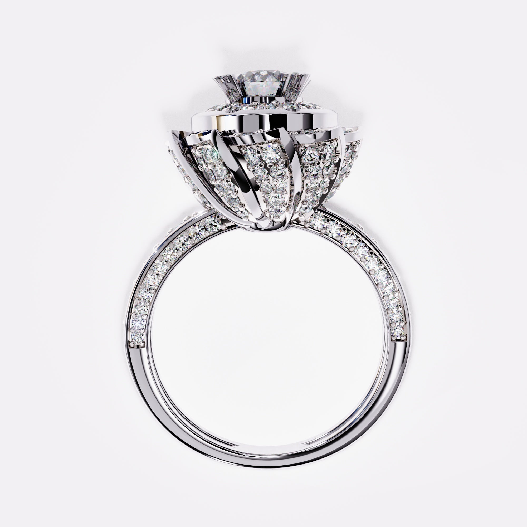 Settled Bloom Diamond Ring in 925 Silver