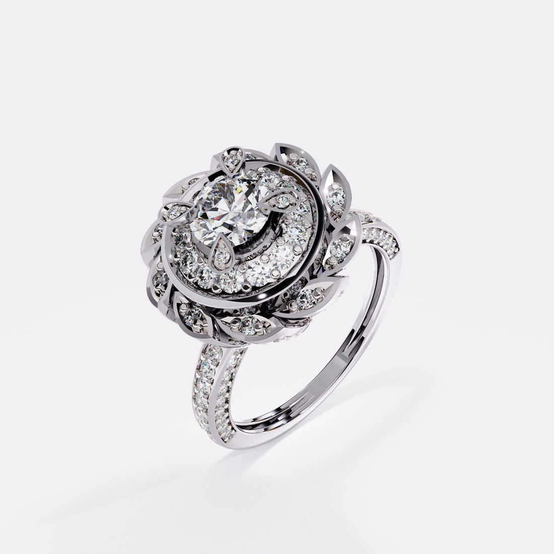 Settled Bloom Diamond Ring in 925 Silver