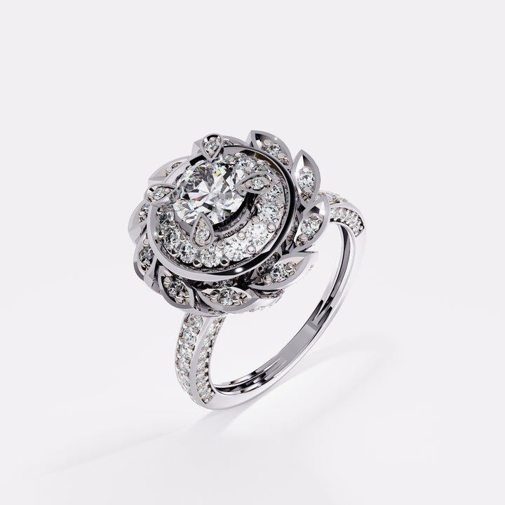 Settled Bloom Diamond Ring in 925 Silver