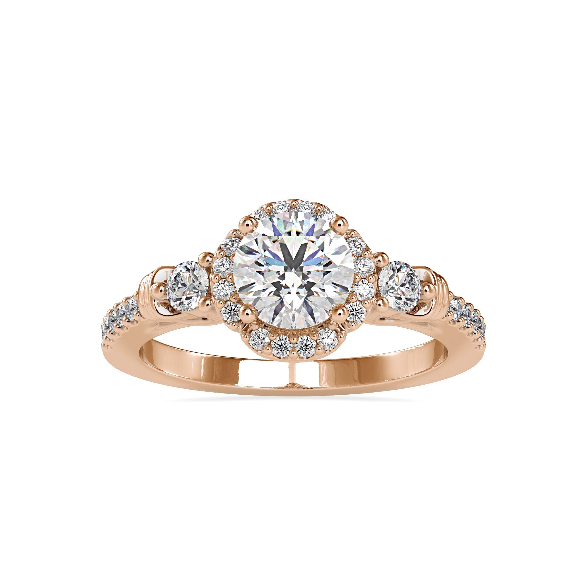 Shield Halo Round Diamond Ring 2