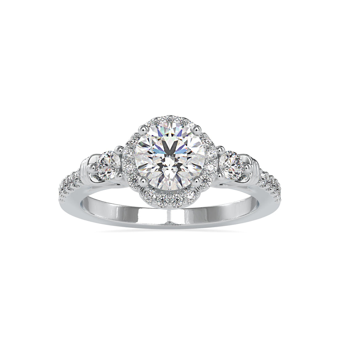 Shield Halo Round Diamond Ring 4
