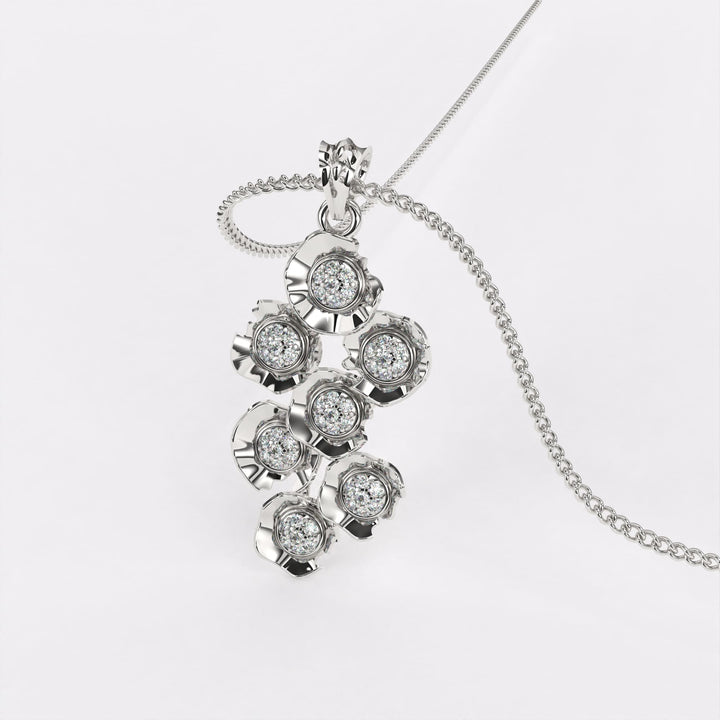 Shimmering Cascade Diamond Pendant In 925 Silver