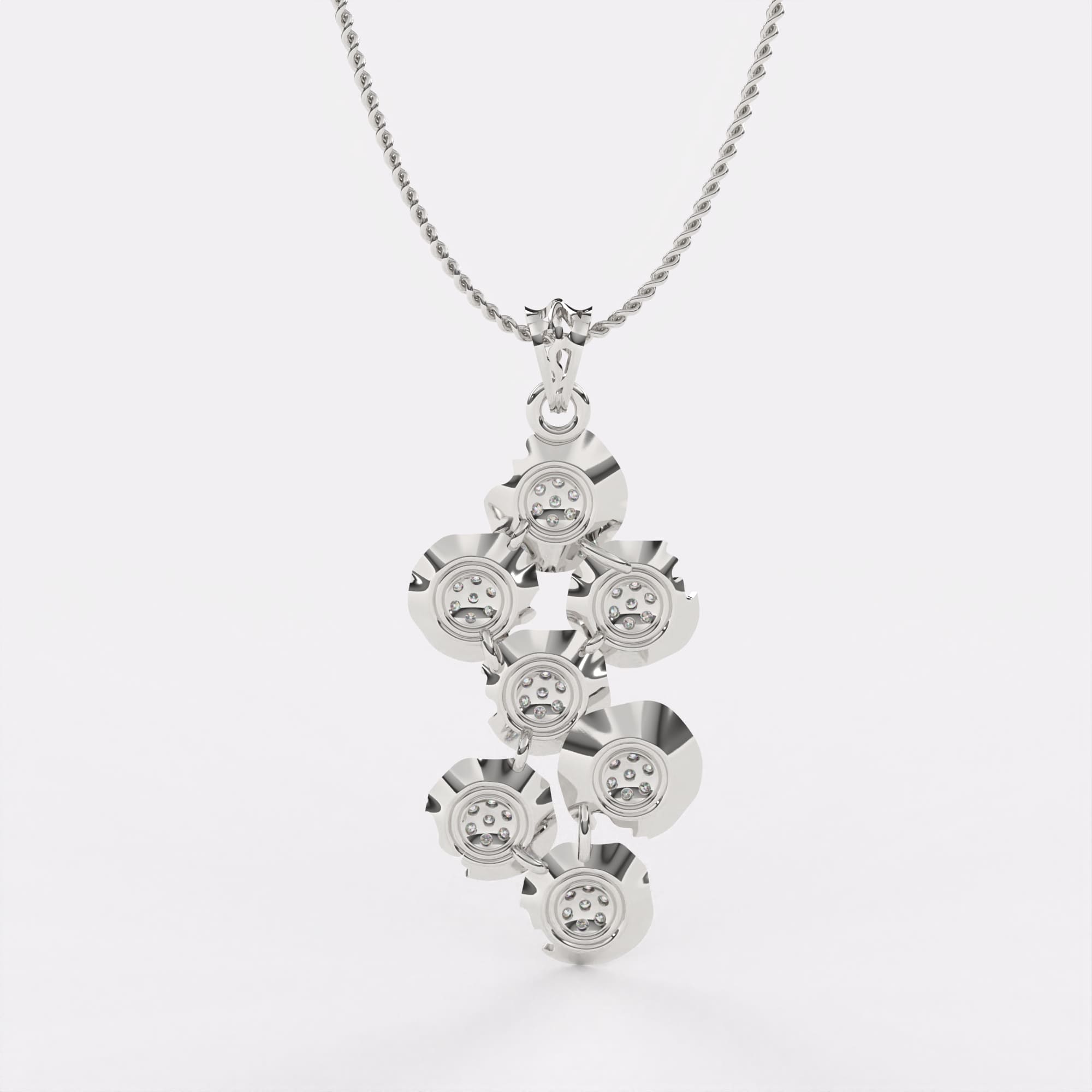 Shimmering Cascade Diamond Pendant In 925 Silver