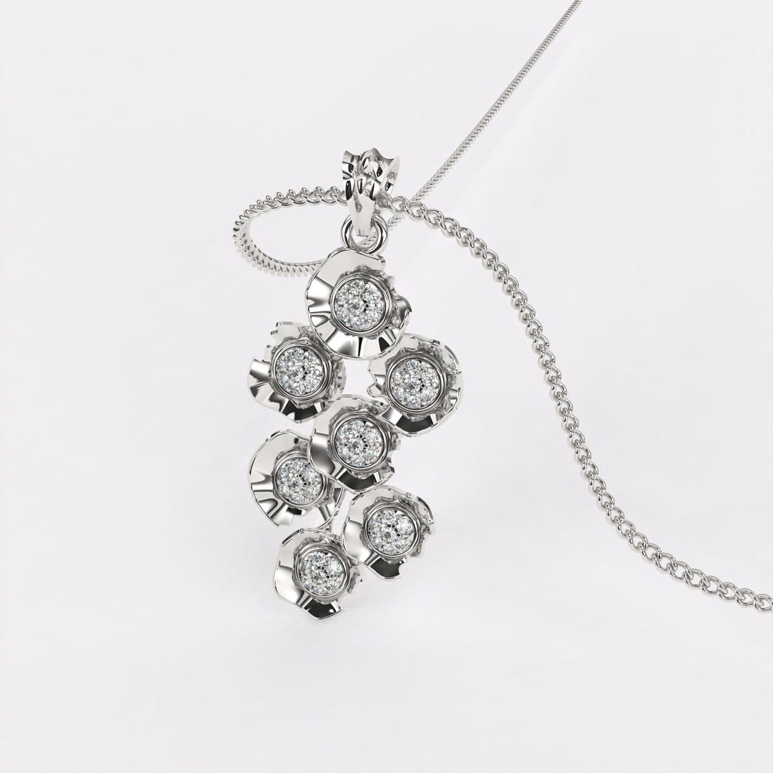 Shimmering Cascade Diamond Pendant In 925 Silver