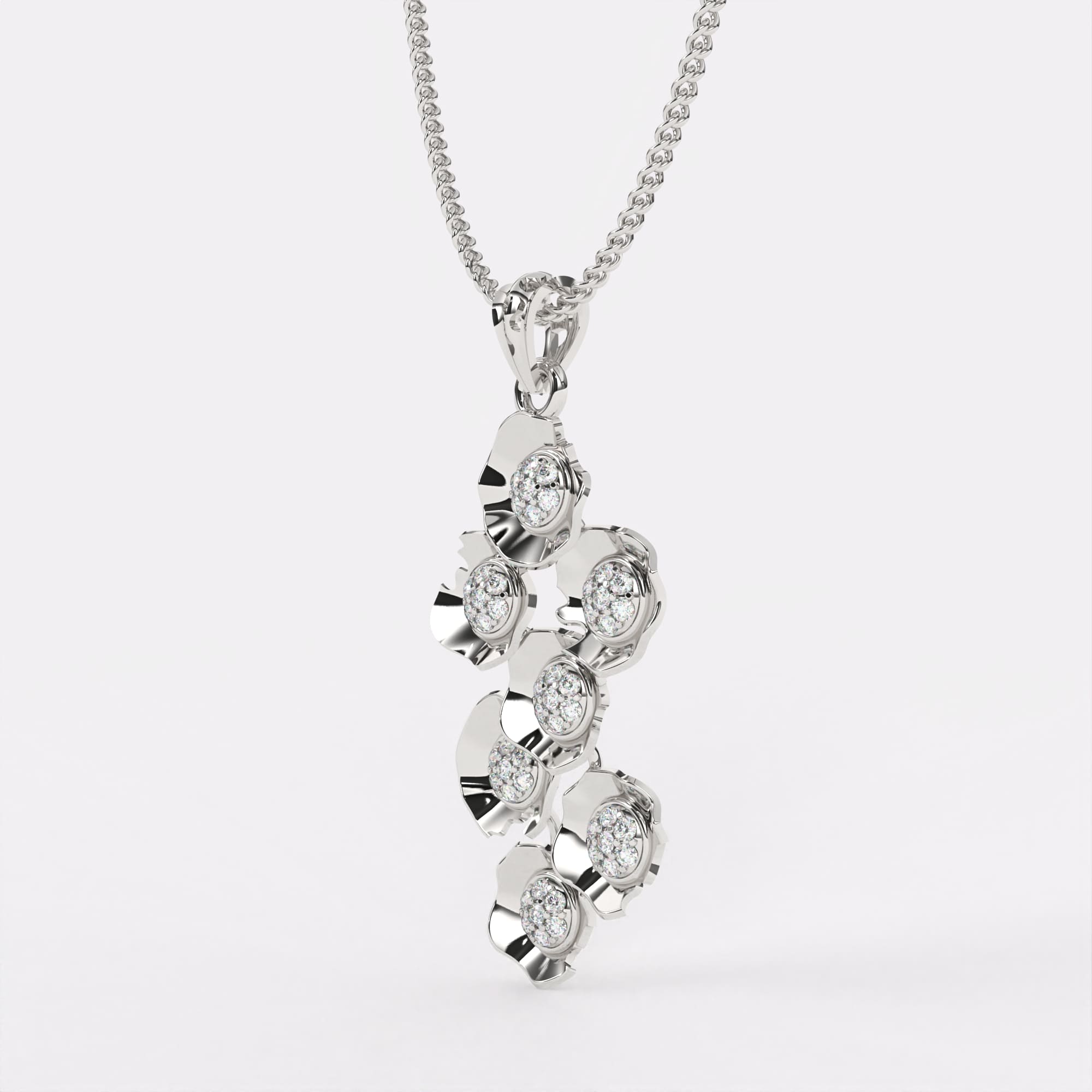 Shimmering Cascade Diamond Pendant In 925 Silver