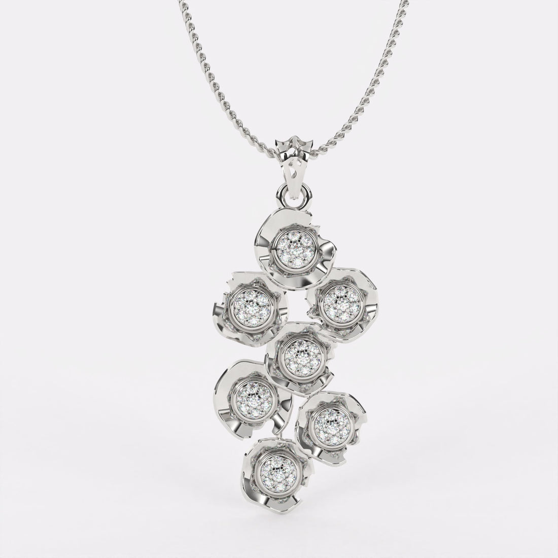 Shimmering Cascade Diamond Pendant In 925 Silver