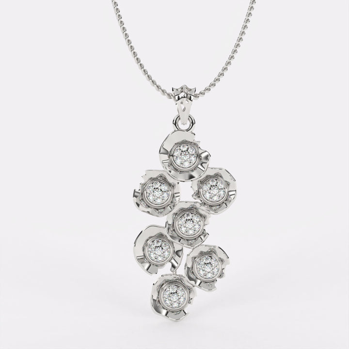 Shimmering Cascade Diamond Pendant In 925 Silver